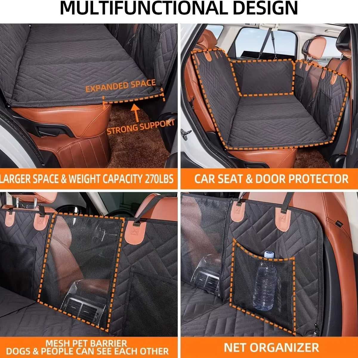 Car Pet Pad, Hard Bottom Travel Dog Hammock, Dog Rear Seat Extender, Anti-Dirty and Scratch-Proof Widening Mat