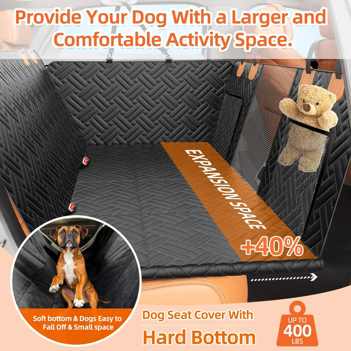 Car Pet Pad, Hard Bottom Travel Dog Hammock, Dog Rear Seat Extender, Anti-Dirty and Scratch-Proof Widening Mat